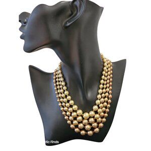 Vintage Multistrand Faux Pearl Necklace With Adjustable Clasp Made In Japan 18"-